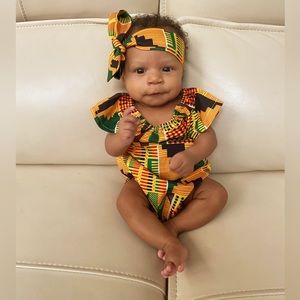 African Print Romper & Headband
